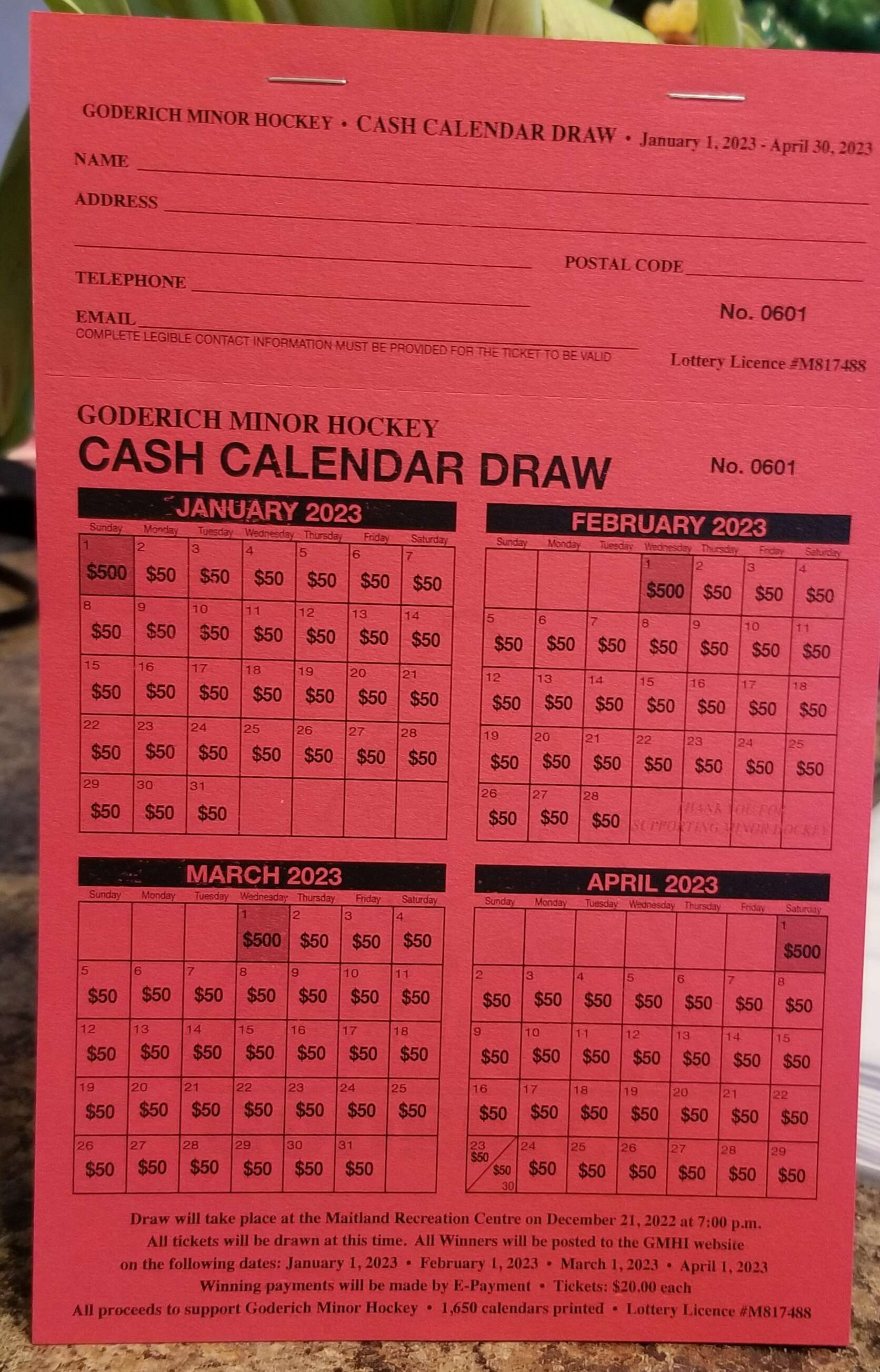 2023 GMHI Cash Calendars