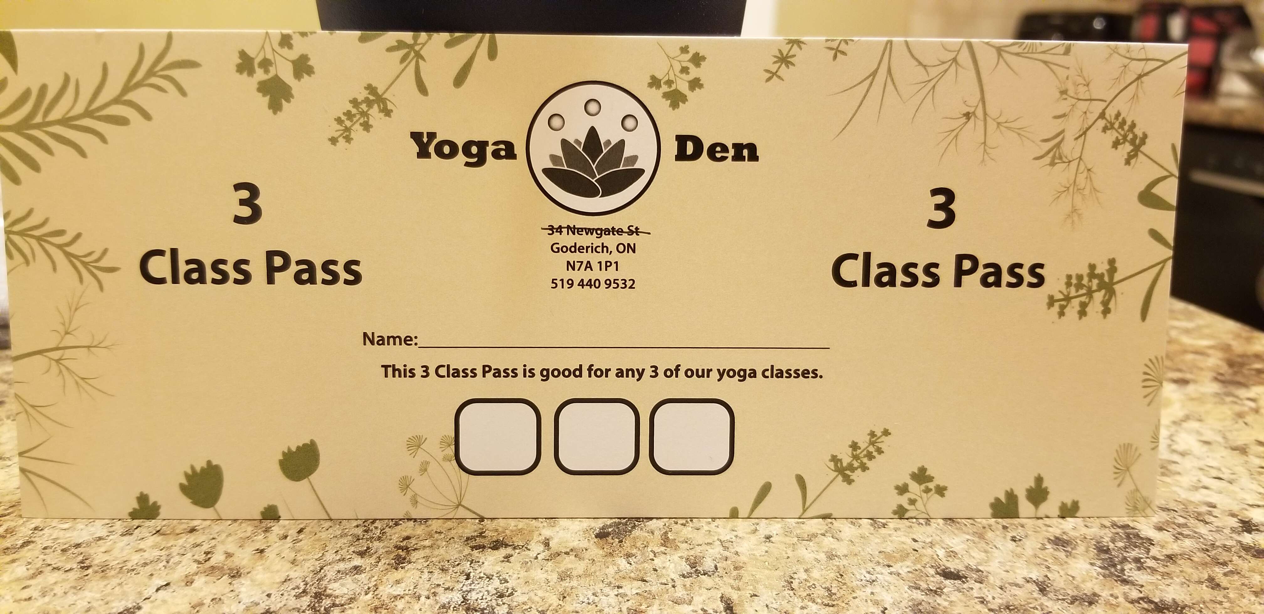 3 Class Yoga Pass
